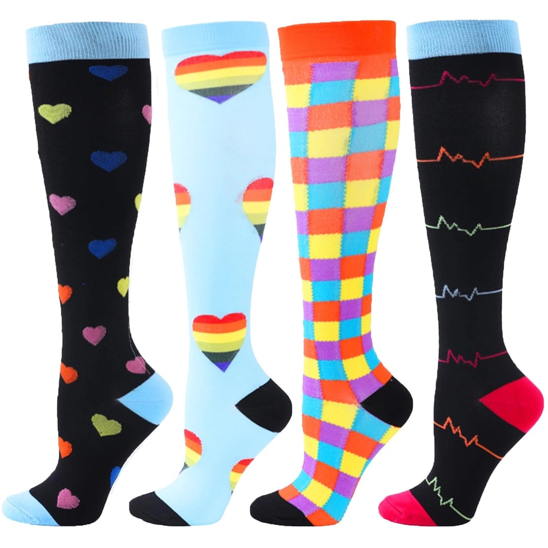 BONANGEL - 4 pares de calcetines de compresión para mujer y hombre (15-20 mmHg)