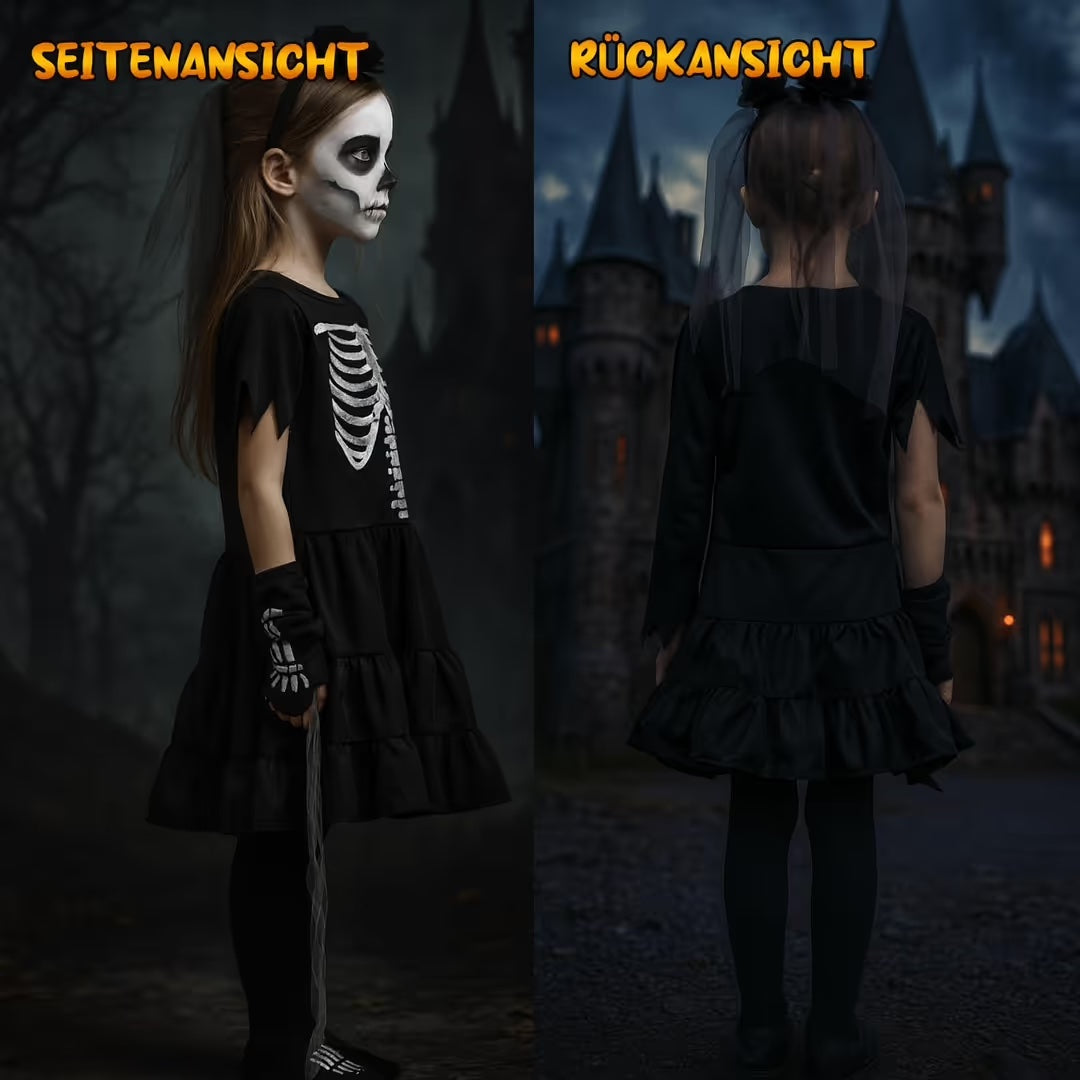 Disfraz de Esqueleto para Niñas – Negro M y S