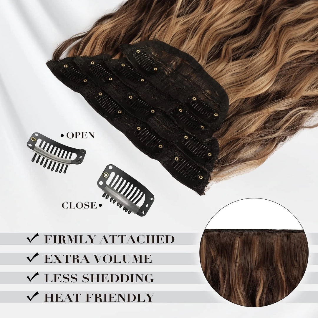 Extensiones de cabello largo, ondulado con clip