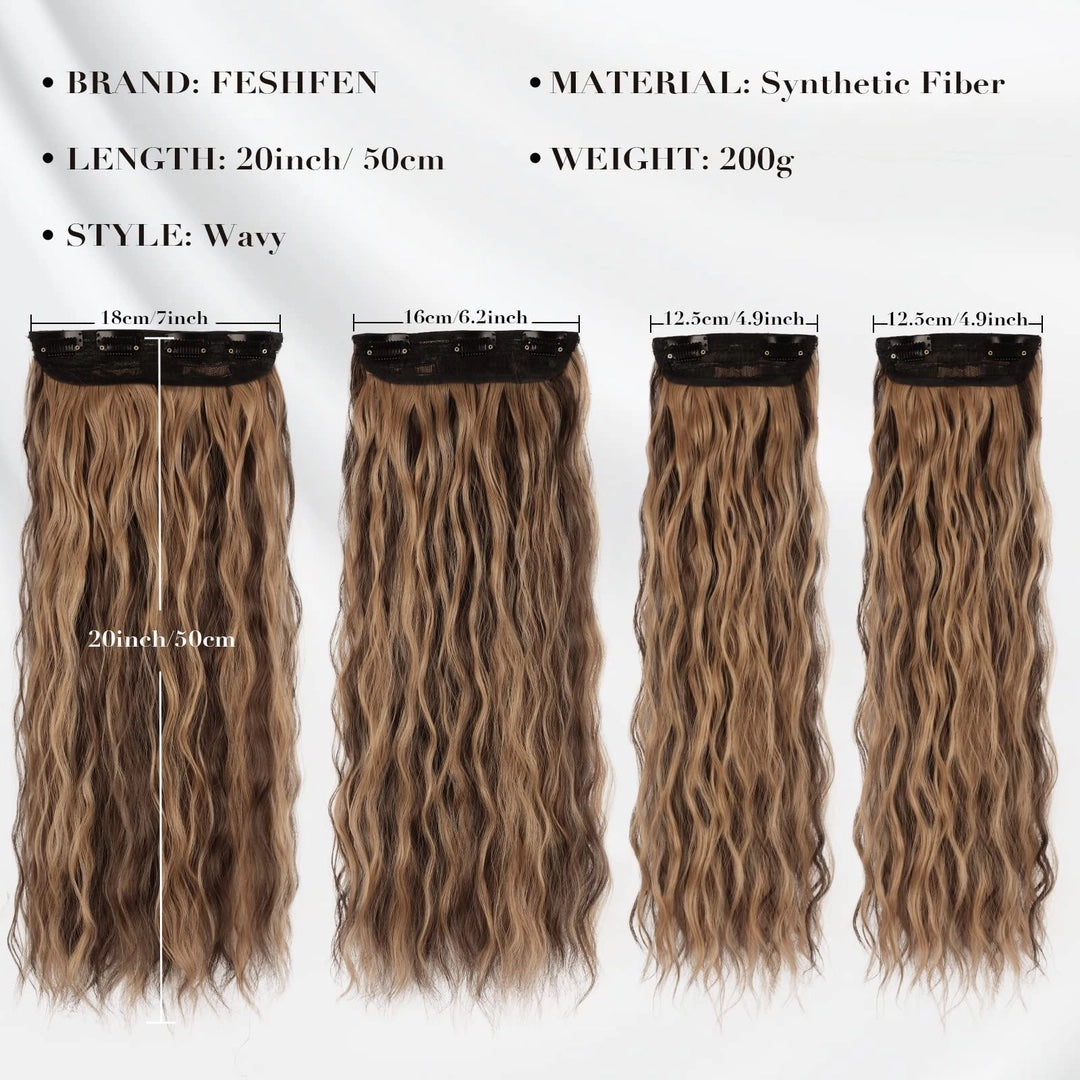 Extensiones de cabello largo, ondulado con clip
