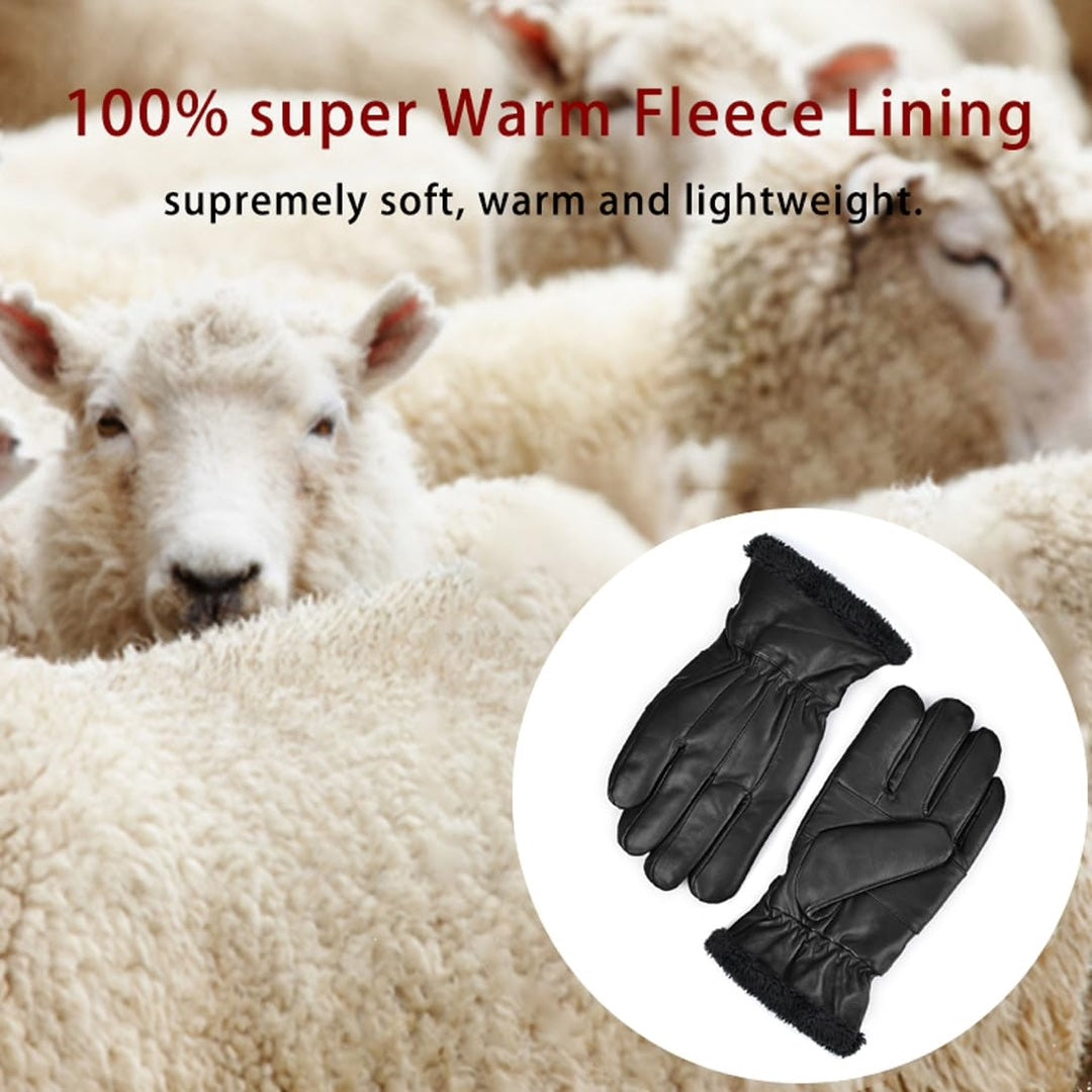 Guantes de cuero Harssidanzar para hombre forrados con forro polar
