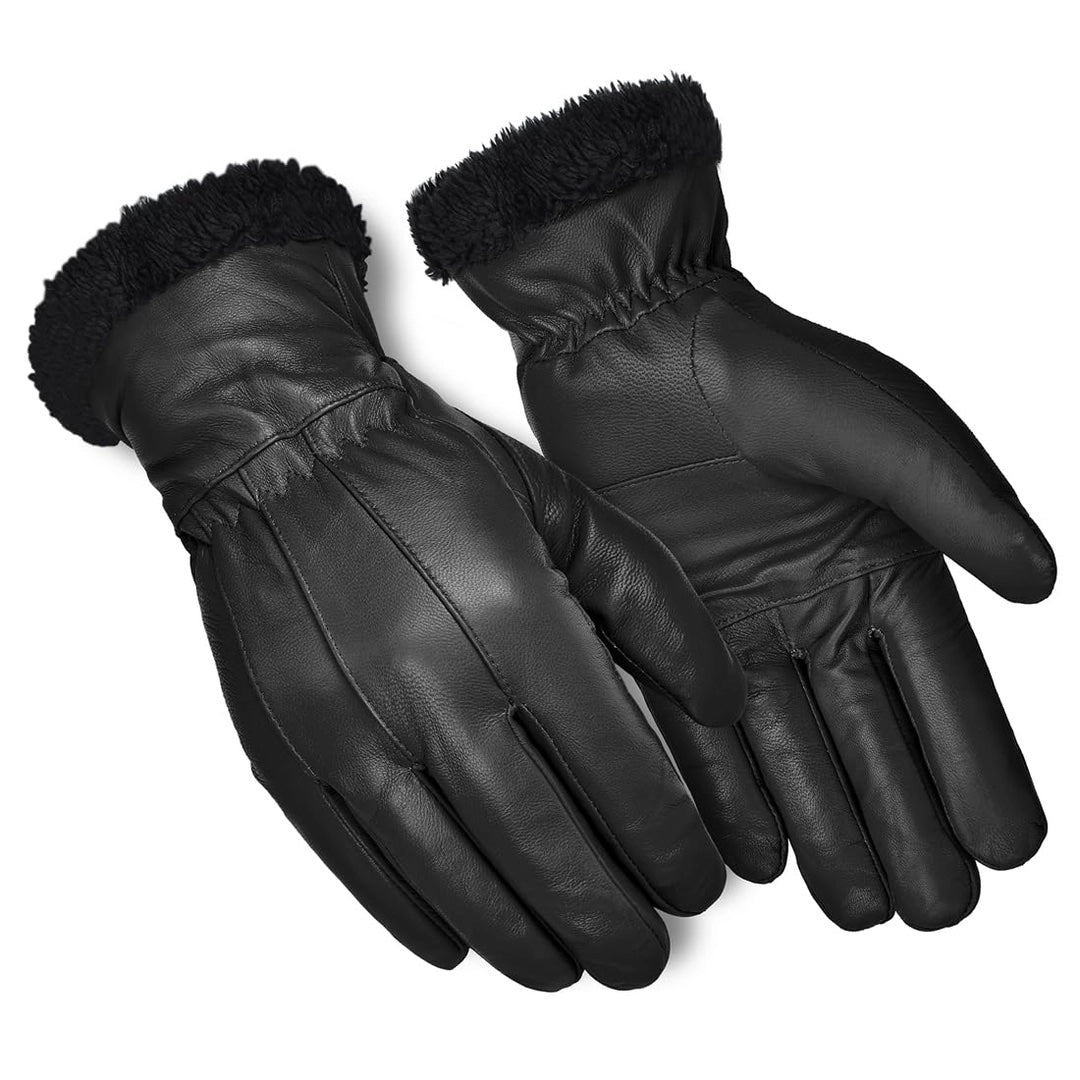 Guantes de cuero Harssidanzar para hombre forrados con forro polar