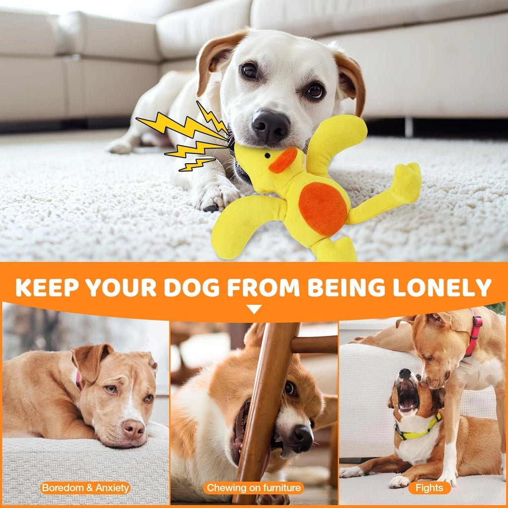 MASBRILL Juguete de peluche para perros pequeños y medianos, interactivo y masticable, amarillo