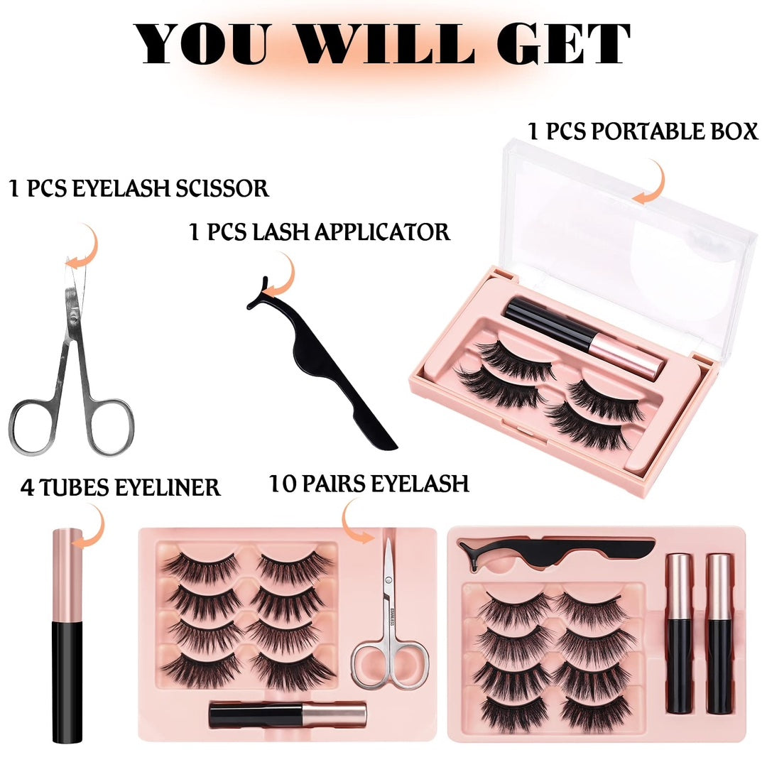 Pestañas postizas magnéticas Mlen Diary con delineador