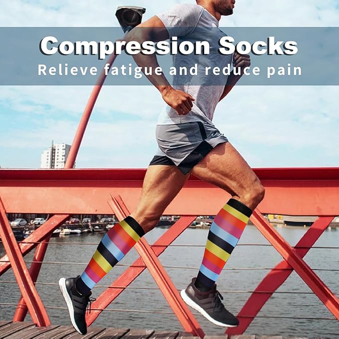 BONANGEL - 4 pares de calcetines de compresión para mujer y hombre (15-20 mmHg)