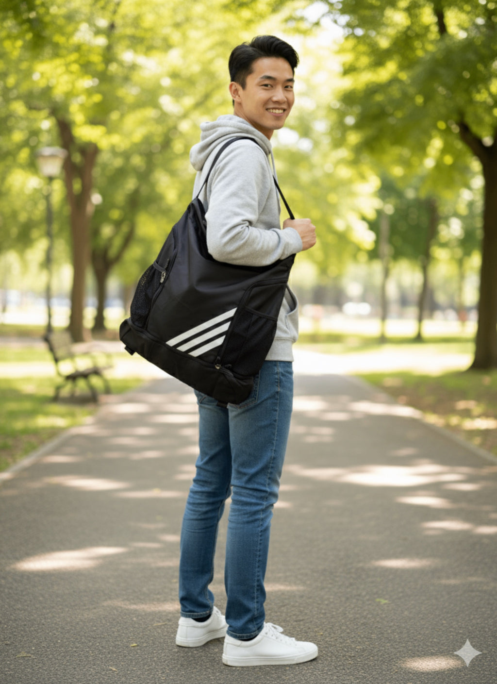 Mochila deportiva negra minimalista con diseño moderno