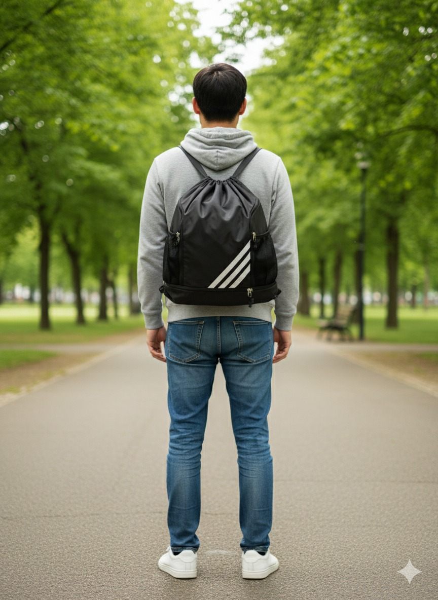 Mochila deportiva negra minimalista con diseño moderno