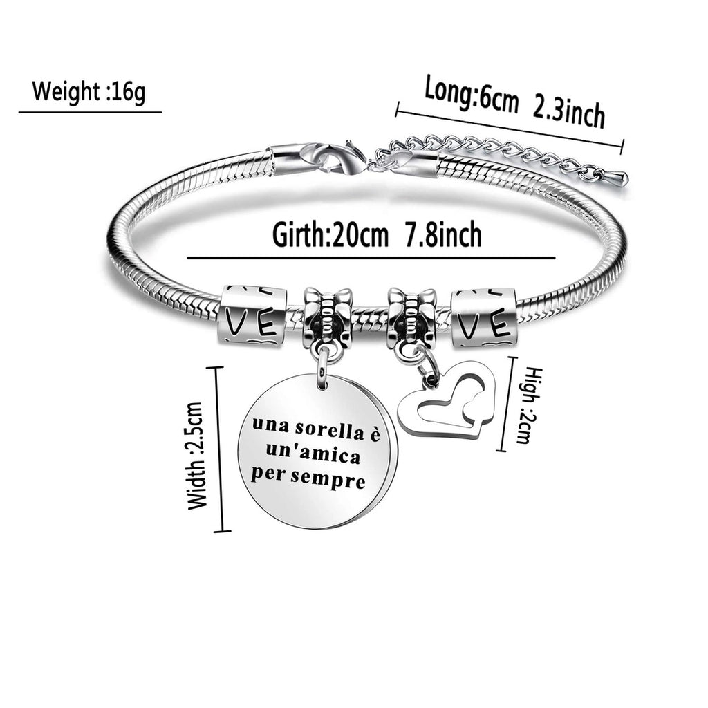 Pulsera para mujer con colgante con grabado de plata