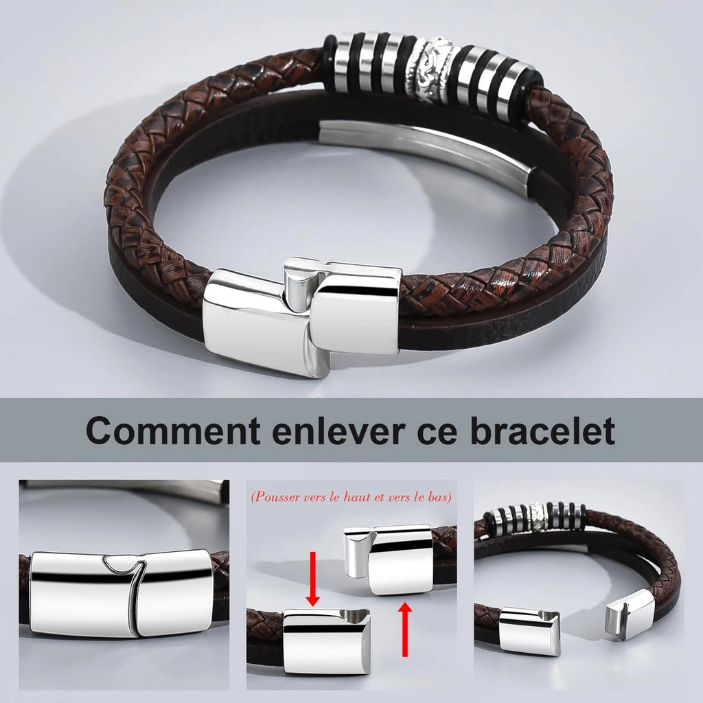 Pulsera de cuero trenzado para hombre YELUWA