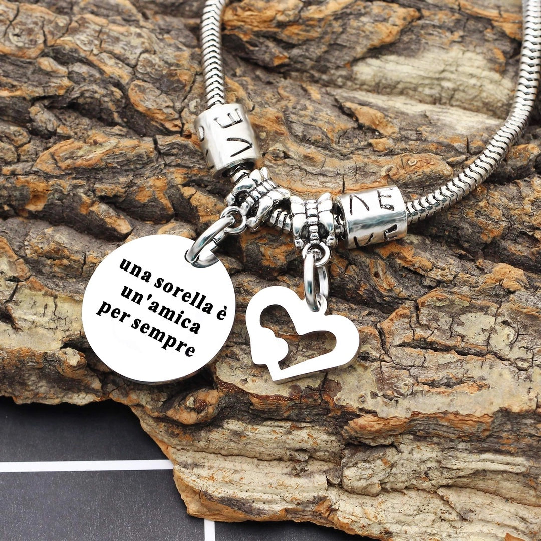 Pulsera para mujer con colgante con grabado de plata