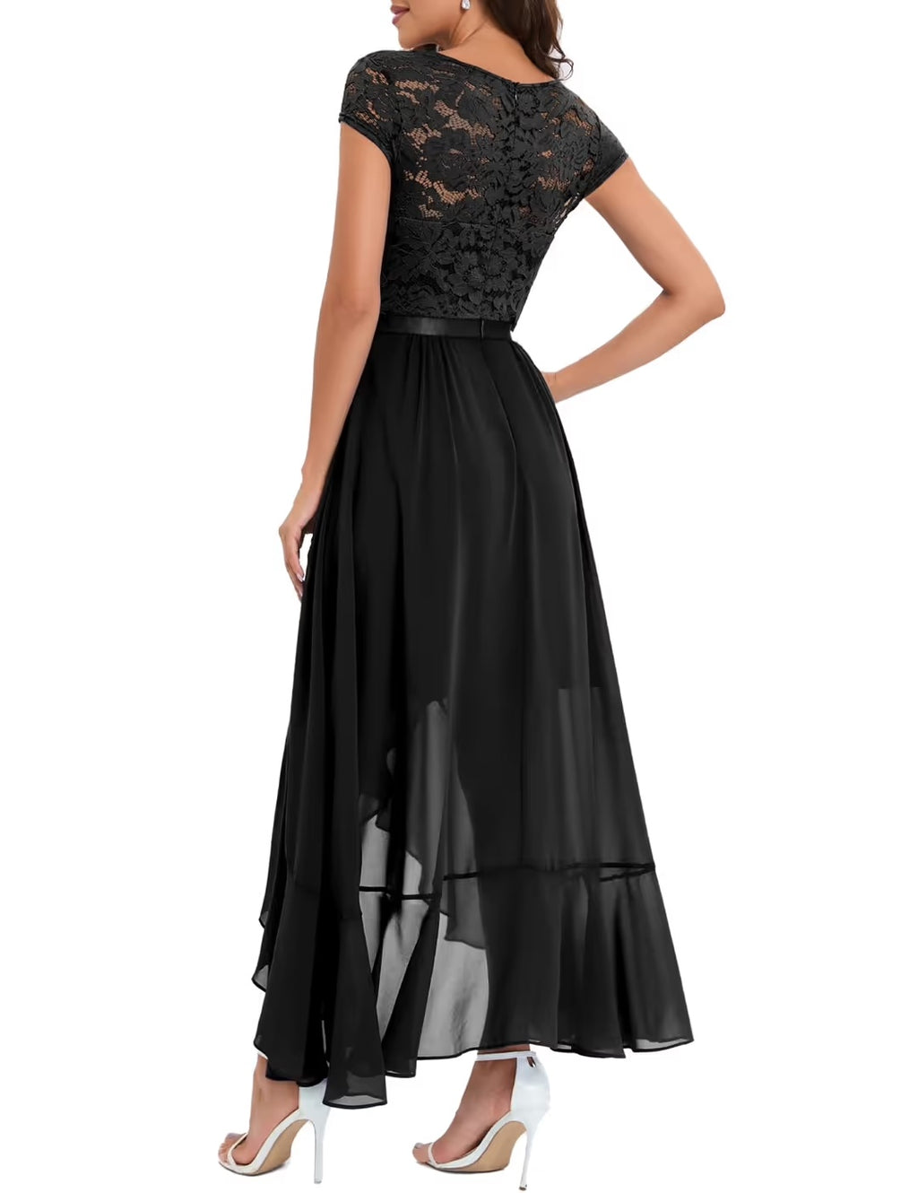 Vestido Largo de Noche para Mujer Bbonlinedress – Elegante con Encaje, Rojo Oscuro y Negro